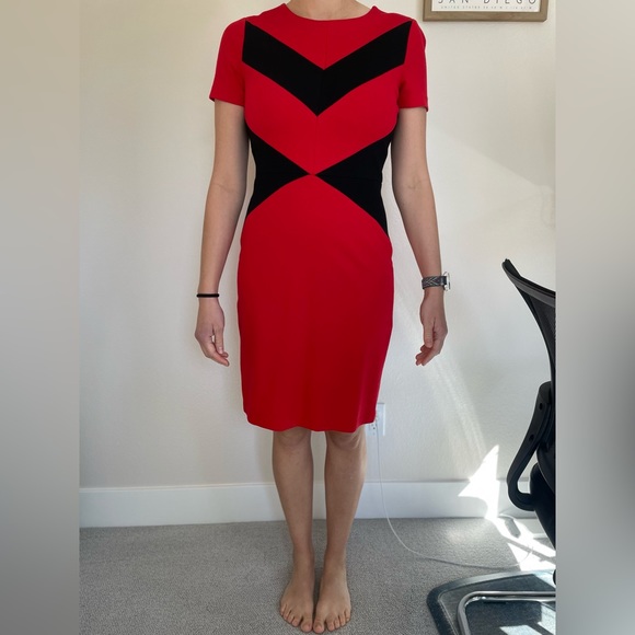 Black and red color block business casual dress size 6 - Picture 5 of 5